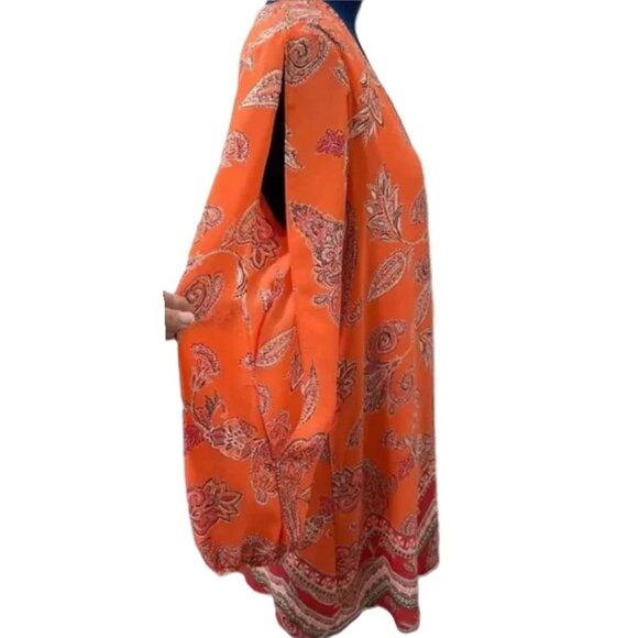 Cato Orange Floral Paisley Long Sleeve Women's Mini Dress - Size L - Picture 5 of 11